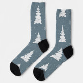 Winterwitte bomen op Dusky Blue Background Sokken (Links)