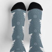 Winterwitte bomen op Dusky Blue Background Sokken (Top)