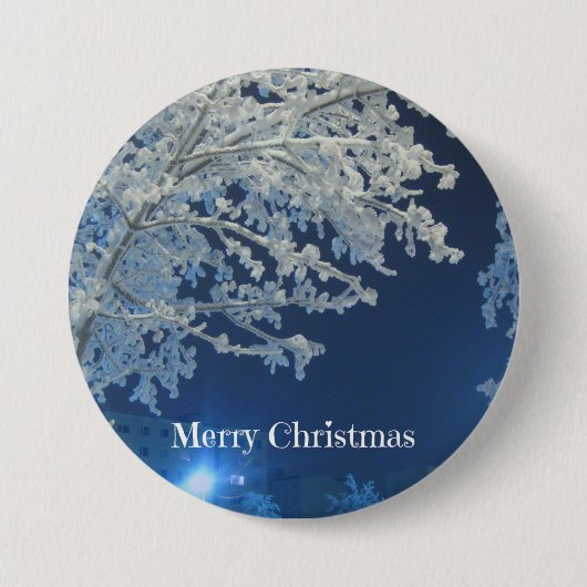 Winterwitte kerst ronde button 7,6 cm (Voorkant)