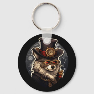 Winterwolf steampunk sleutelhanger