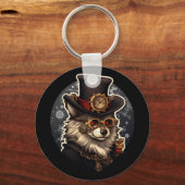 Winterwolf steampunk sleutelhanger (Voorkant)