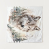 Winterwolf wandtapijt wandkleed (Voorkant (horizontaal))