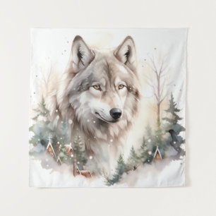 Winterwolf wandtapijt wandkleed