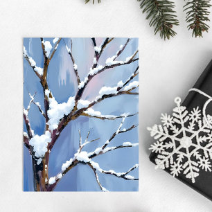 Winterwonderland Besneeuwde Boomtakken Geschilderd Briefkaart