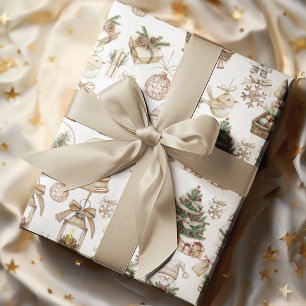 Winterwonderland met Ornamenten en vogels Cadeaupapier