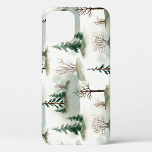 Winterwoud: handgetekende groene vervaging iPhone 12 hoesje