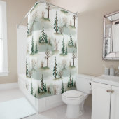 Winterwoud: handgetekende groene vervaging douchegordijn (In situ)