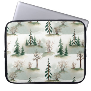 Winterwoud: handgetekende groene vervaging laptop sleeve