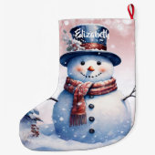 winterwoudsneeuwpop | Roze Grote Kerstsok (Achterkant)