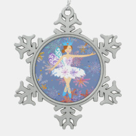 Wintery Blue Ballerina Tin Sneeuwvlok Ornament