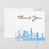 Wintery Chicago Skyline Carte de remerciements (Devant / Derrière)