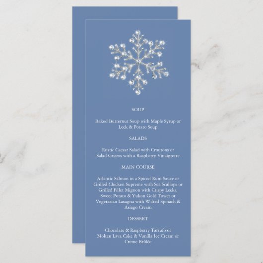 Wintery Crystal Snowflake Menu (Voorkant / Achterkant)
