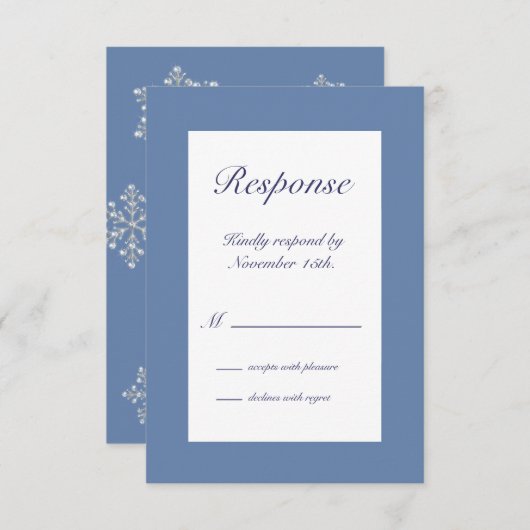 Wintery Crystal Snowflake RSVP (Voorkant / Achterkant)