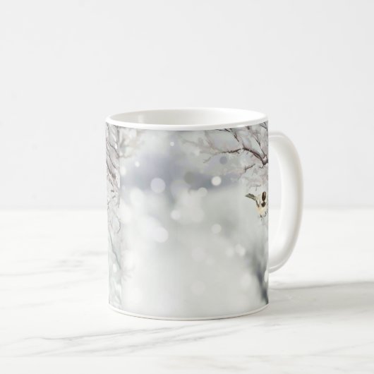Wintery Frosty Trees Birds Gray Chickadee Koffiemok (Voorkant rechts)