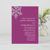 Wintery Magenta Wedding Invitation Kaart (Staand voorkant)