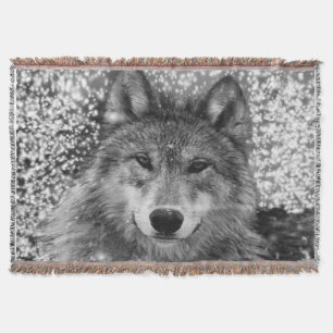 Wintery Wolf Throw Blanket Deken