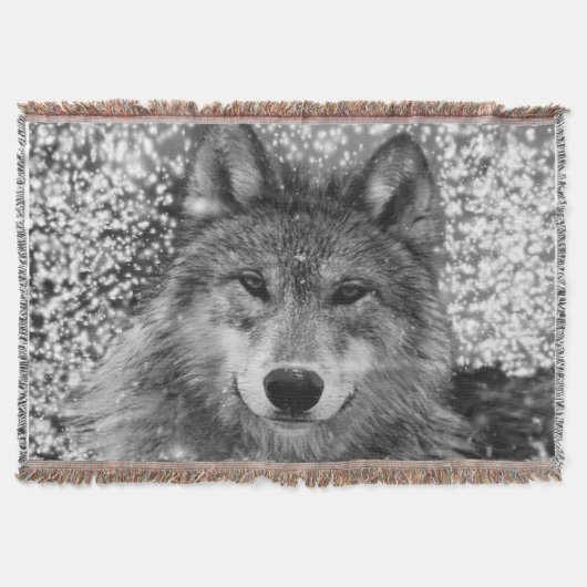 Wintery Wolf Throw Blanket Deken (Voorkant)