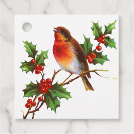 Winterzangvogel op een Berry Branch Holiday Gift L Bedankjes Labels
