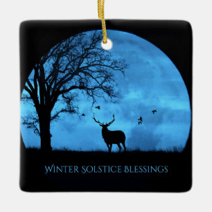 Winterzonnewende eland- en maanzegeningen keramisch ornament