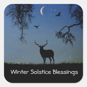 Winterzonnewende Feestdag Eland Vierkante Sticker