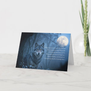 Winterzonnewende Feestgedicht met Mooie Wolf  Kaart