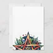 Winterzonnewende Holly Yule Pentacle Pagan Kaart (Achterkant)