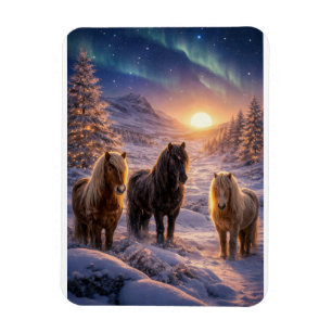 Winterzonnewende Magie met IJslandse Paarden Magneet