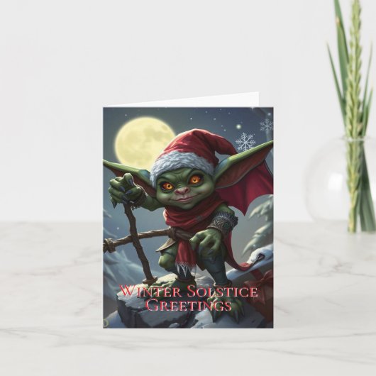 Winterzonnewende Wenskaart Goblin Feestdagen Kaart (Voorkant)