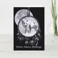 Winterzonnewende Witte Wolf en Uil Dreamcatcher