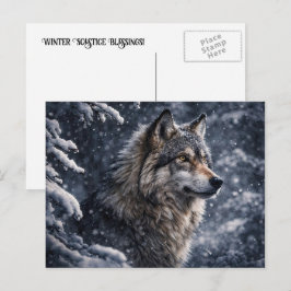 Winterzonnewende Wolf-vakantie Feestdagenkaart