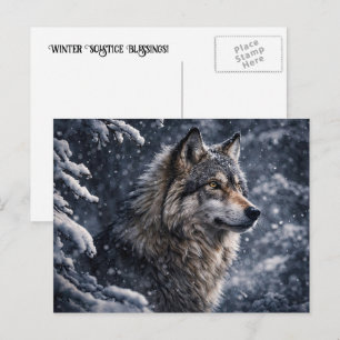 Winterzonnewende Wolf-vakantie Feestdagenkaart