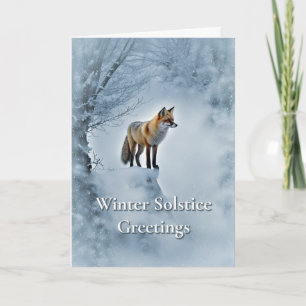 Winterzonnewende Yule Natuur met Mooie Rode Vos Kaart