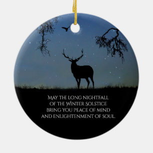 Winterzonnewende Zegen met Eland en Raaf Keramisch Ornament