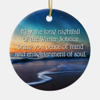 Winterzonnewende Zegen Strand en Oceaan Nacht Keramisch Ornament