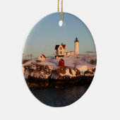 Winterzonsondergang bij Nubble Light Keramisch Ornament (Rechts)