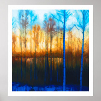 Winterzonsondergang op het meer van Siljan Poster