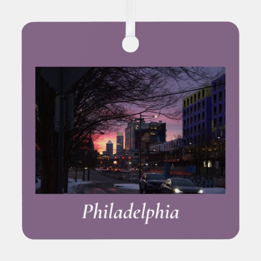 Winterzonsondergang Philadelphia Ornament (Voorkant)