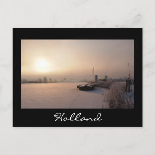 Winterzonsopgang in het Nederlandse zwarte briefka Briefkaart