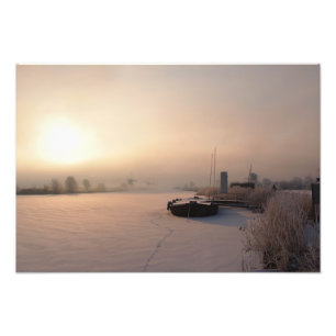 Winterzonsopgang in Nederland foto Afdruk