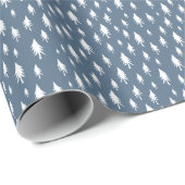 Wintry Blue & White Tiny Trees Holiday Pattern Cadeaupapier (Rol Hoek)