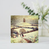 Wintry Glastonbury Tor Kaart (Staand voorkant)