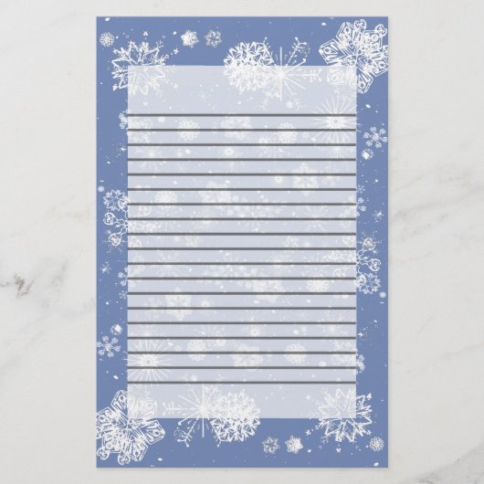 Wintry Snowflakes Border Lined Writing Paper Briefpapier (Voorkant)