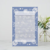 Wintry Snowflakes Border Lined Writing Paper Briefpapier (Staand voorkant)