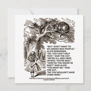 Wionderland Alice gaat bij het Mad People citaat