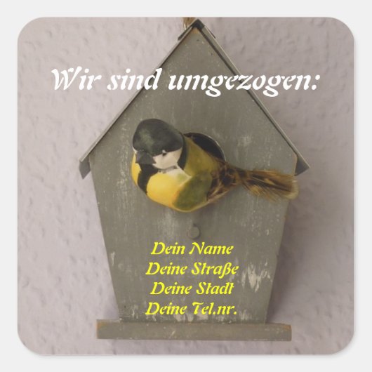 Wir sind umgezogen vierkante sticker (Voorkant)