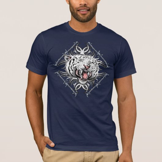 Wire drievoudig ontwerp met witte tijgerbarb t-shirt (Voorkant)