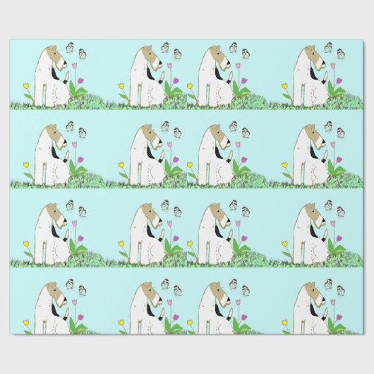 Wire Fox Terrier & Butterfly Cadeaupapier (Zoom)