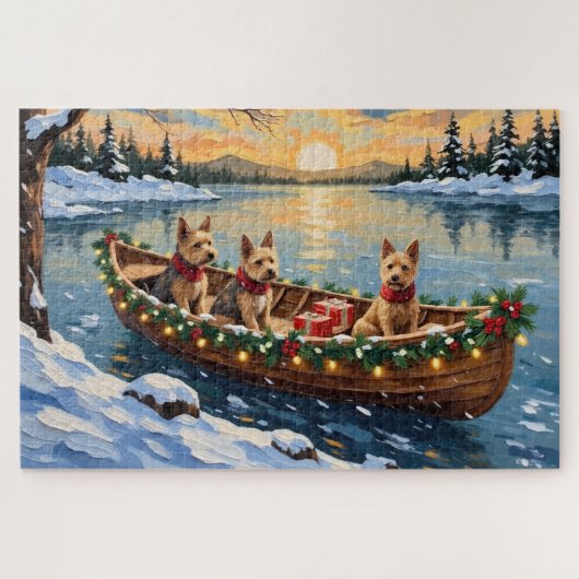 Wire Fox Terrier Christmas Boat Holiday Legpuzzel (Horizontaal)