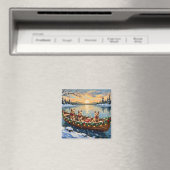 Wire Fox Terrier Christmas Boat Holiday Magneet (Insitu (Vaatwasser))