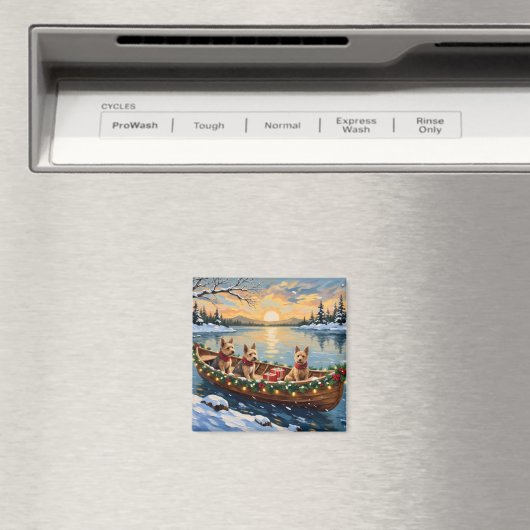 Wire Fox Terrier Christmas Boat Holiday Magneet (Insitu (Vaatwasser))